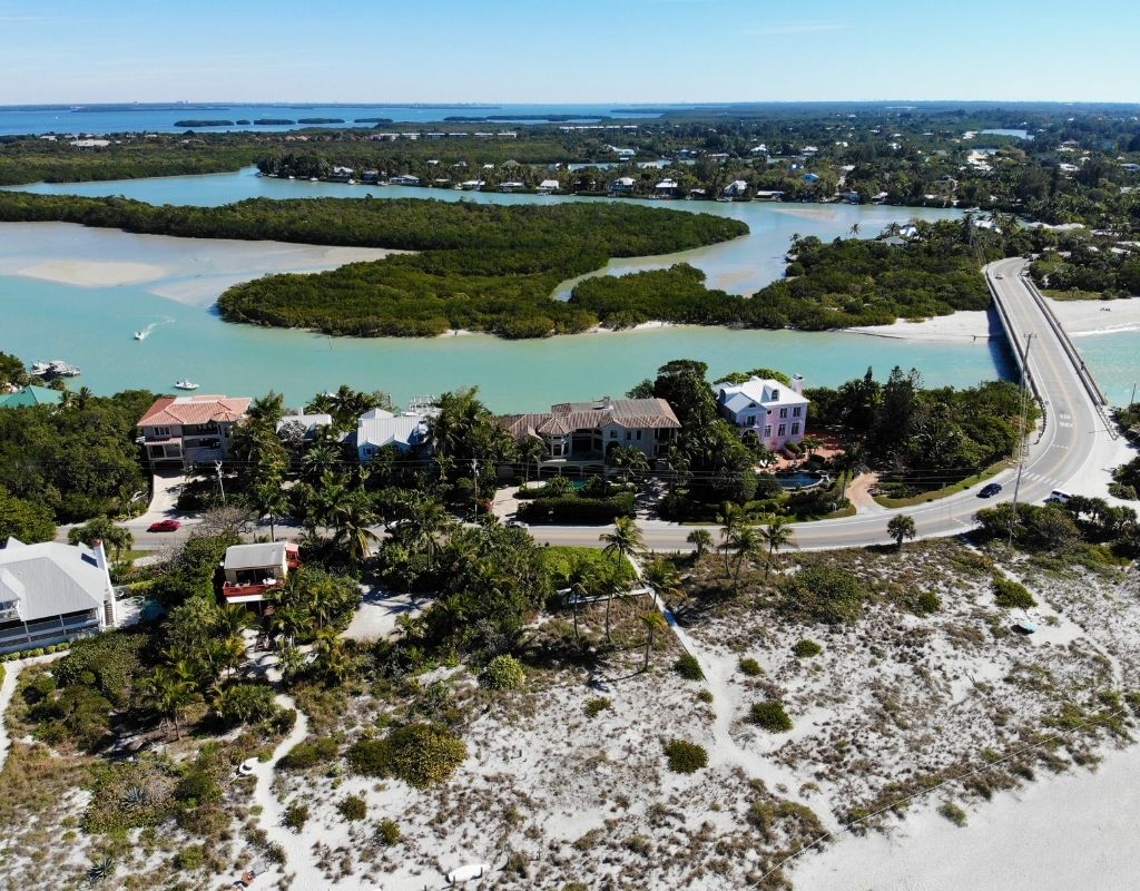 aerial of captiva island to fort myers