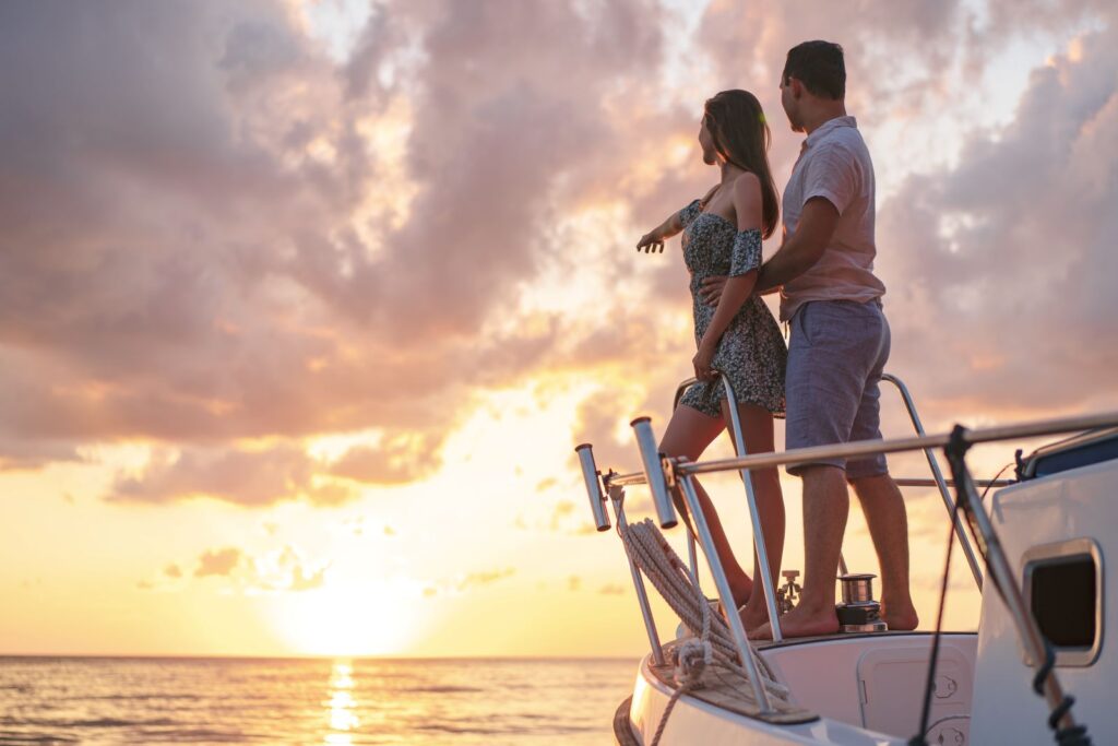 couple on a sunset cruise