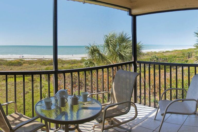 view of beach from porch