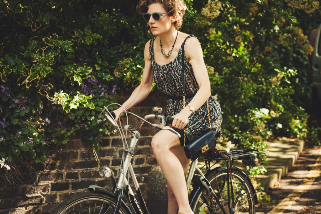 woman on a bike